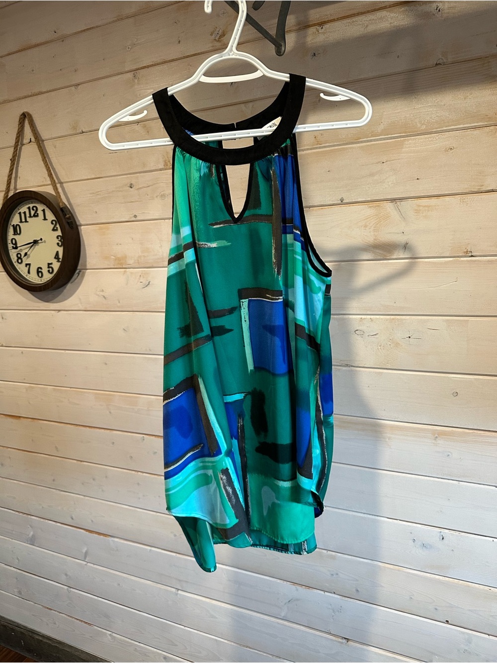 Ricki’s | Green, Black & Blue Abstract Patterned Halter Top Blouse